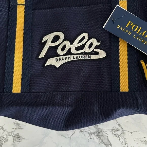 Polo Ralph Lauren Varsity Logo Patches Newport Canvas Duffle Bag PWing Bear CP93